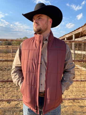 Ariat Men's Vest in Burgundy Insulated with Conceal & Carry Pockets - 10046737 - Blair's Western Wear Marble Falls, TX 