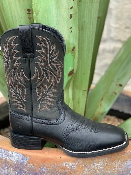 Men's Ariat Wide Square Toe All Black Cowboy Roper boots