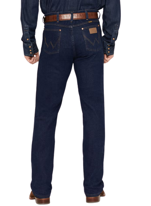 Men's slim fit Cowboy Cut stretch blue jean in 98% cotton LYCRA blend with boot-cut leg opening and five-pocket styling — Blair's Western Wear Marble Falls TX