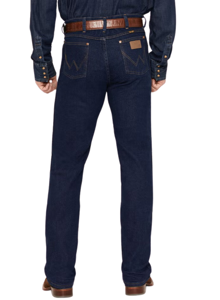 Men's slim fit Cowboy Cut stretch blue jean in 98% cotton LYCRA blend with boot-cut leg opening and five-pocket styling — Blair's Western Wear Marble Falls TX