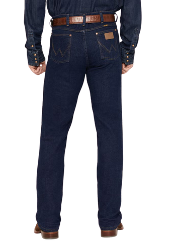 Men's slim fit Cowboy Cut stretch blue jean in 98% cotton LYCRA blend with boot-cut leg opening and five-pocket styling — Blair's Western Wear Marble Falls TX