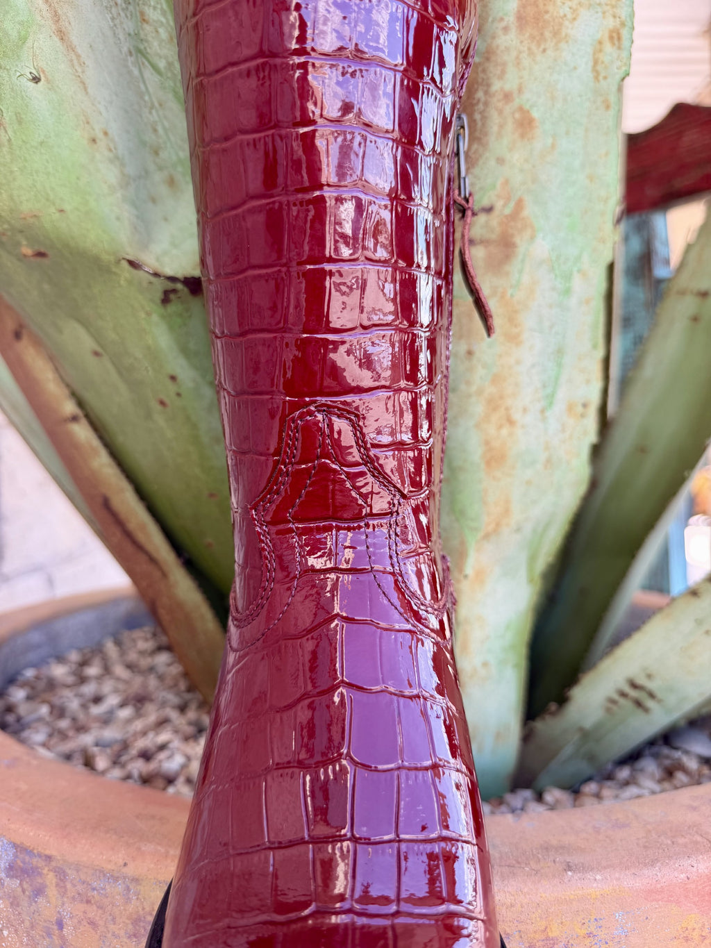 Women's Red Casanova Croc-Print Western Boots