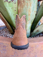 Infant Brown Embroidered Zip Western Boots