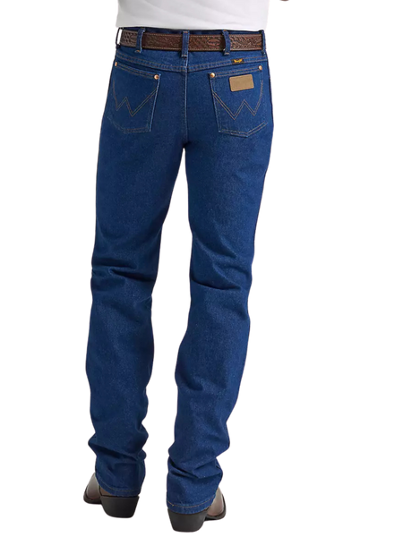 Men's prewashed slim fit Cowboy Cut blue jean with five-pocket styling, boot-cut leg opening, and classic indigo denim — Blair's Western Wear Marble Falls TX