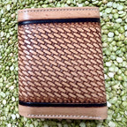 Men's Trifold Basketweave Leather Wallet