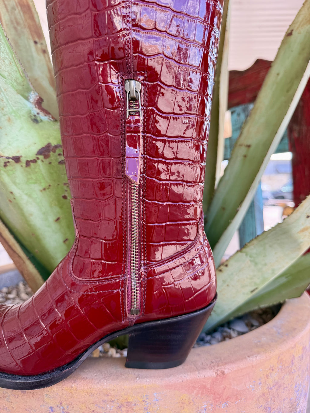 Women's Red Casanova Croc-Print Western Boots