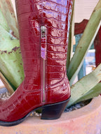 Women's Red Casanova Croc-Print Western Boots