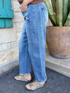 Women's High-Rise Balloon Crop Jeans with Cuffed Hem