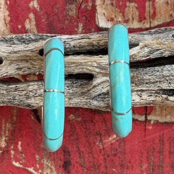 1.18" Turquoise Hoop Earrings  - T145 - BLAIR'S Western Wear located in Marble Falls TX
