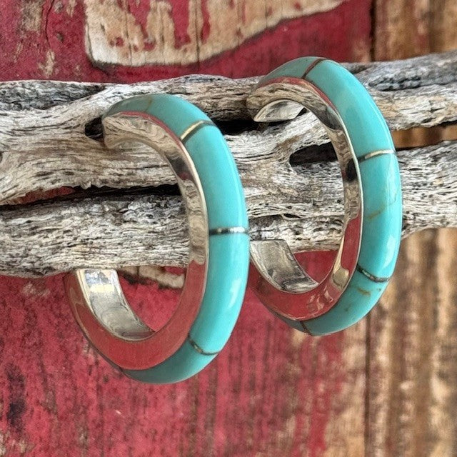 1.18" Turquoise Hoop Earrings  - T145 - BLAIR'S Western Wear located in Marble Falls TX