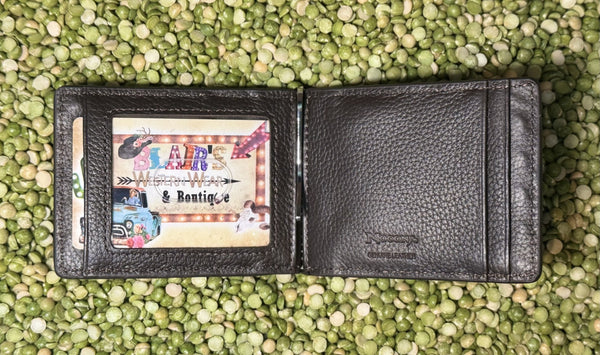 Men's Bifold Tooled Leather Whip Stitch Wallet