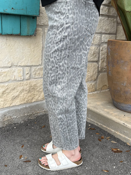 Ladies Barrel Leopard Jean - T7327GLP