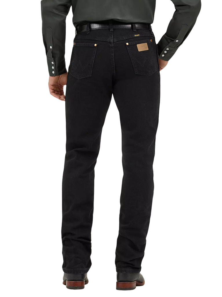 Men's black Wrangler Cowboy Cut Original Fit jean with classic five pocket styling and bootcut leg — Blair's Western Wear Marble Falls TX"