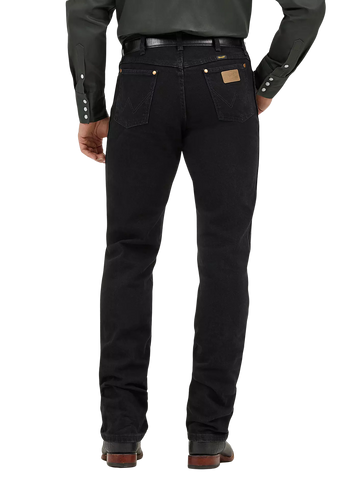 Men's black Wrangler Cowboy Cut Original Fit jean with classic five pocket styling and bootcut leg — Blair's Western Wear Marble Falls TX"