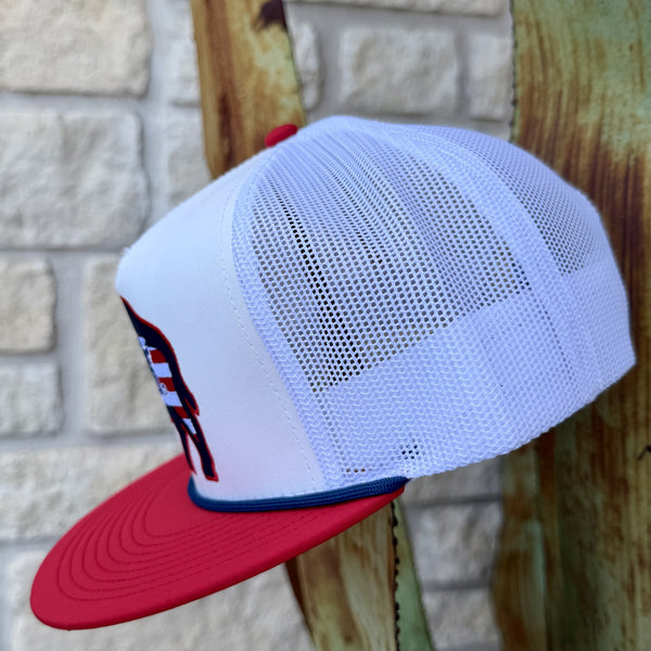 Men's Red Dirt Hat American Flag Buffalo Mesh Cap