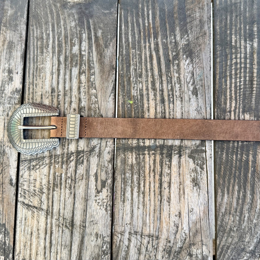 Women's Brown Narrow Western Buckle Belt