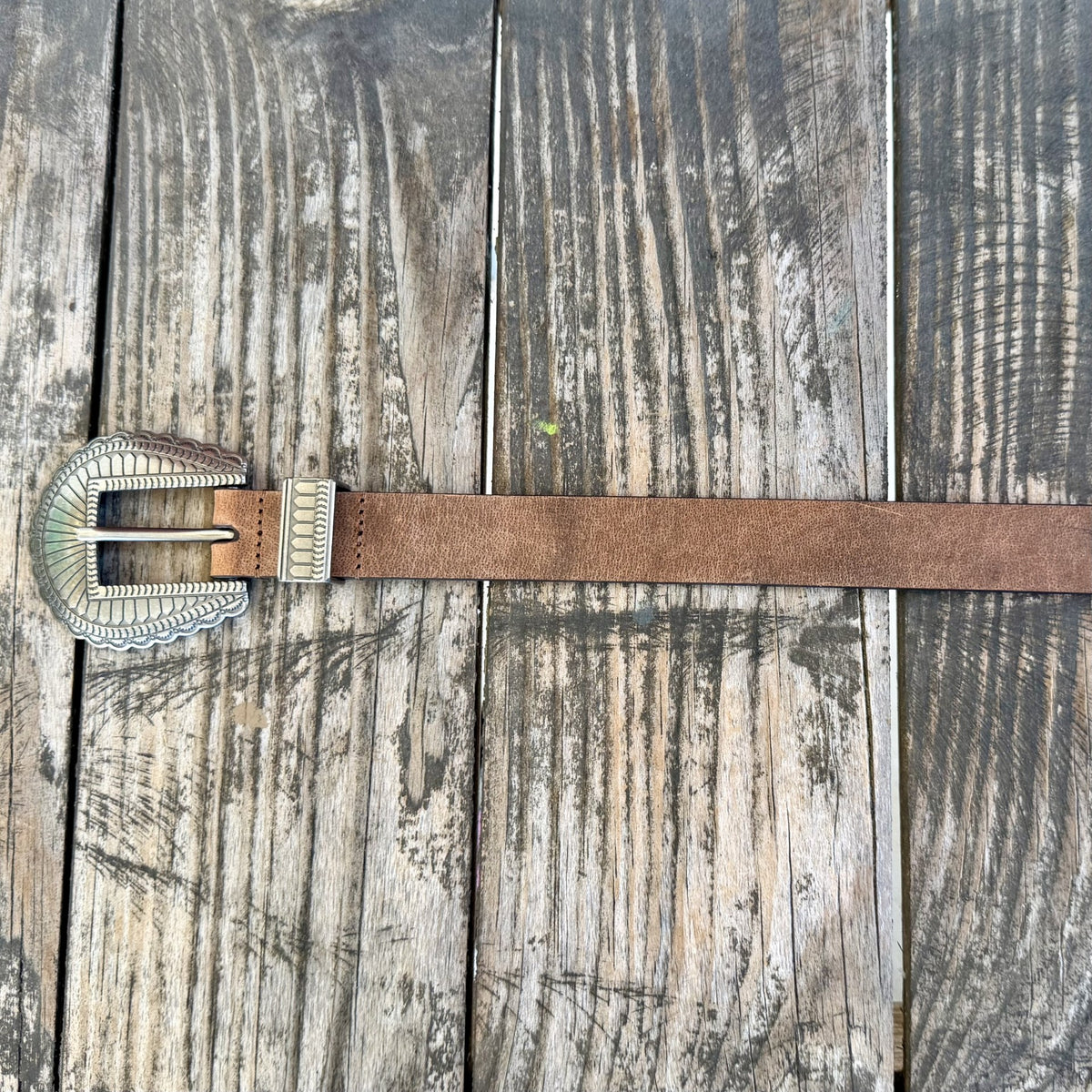 Women's Brown Narrow Western Buckle Belt