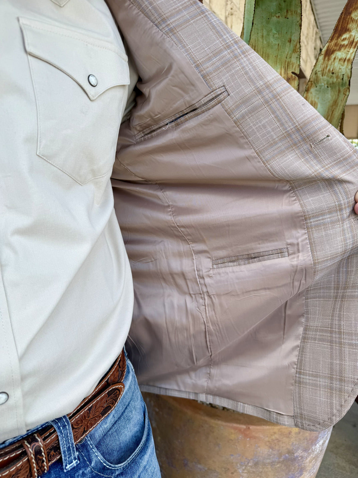 Men's Tan Plaid Sport Coat