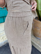 Women's Khaki Stripe Wide Leg Pant