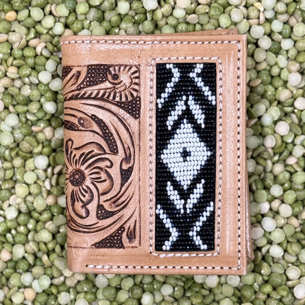 Men's Bifold Floral Scroll Tooled Leather Wallet