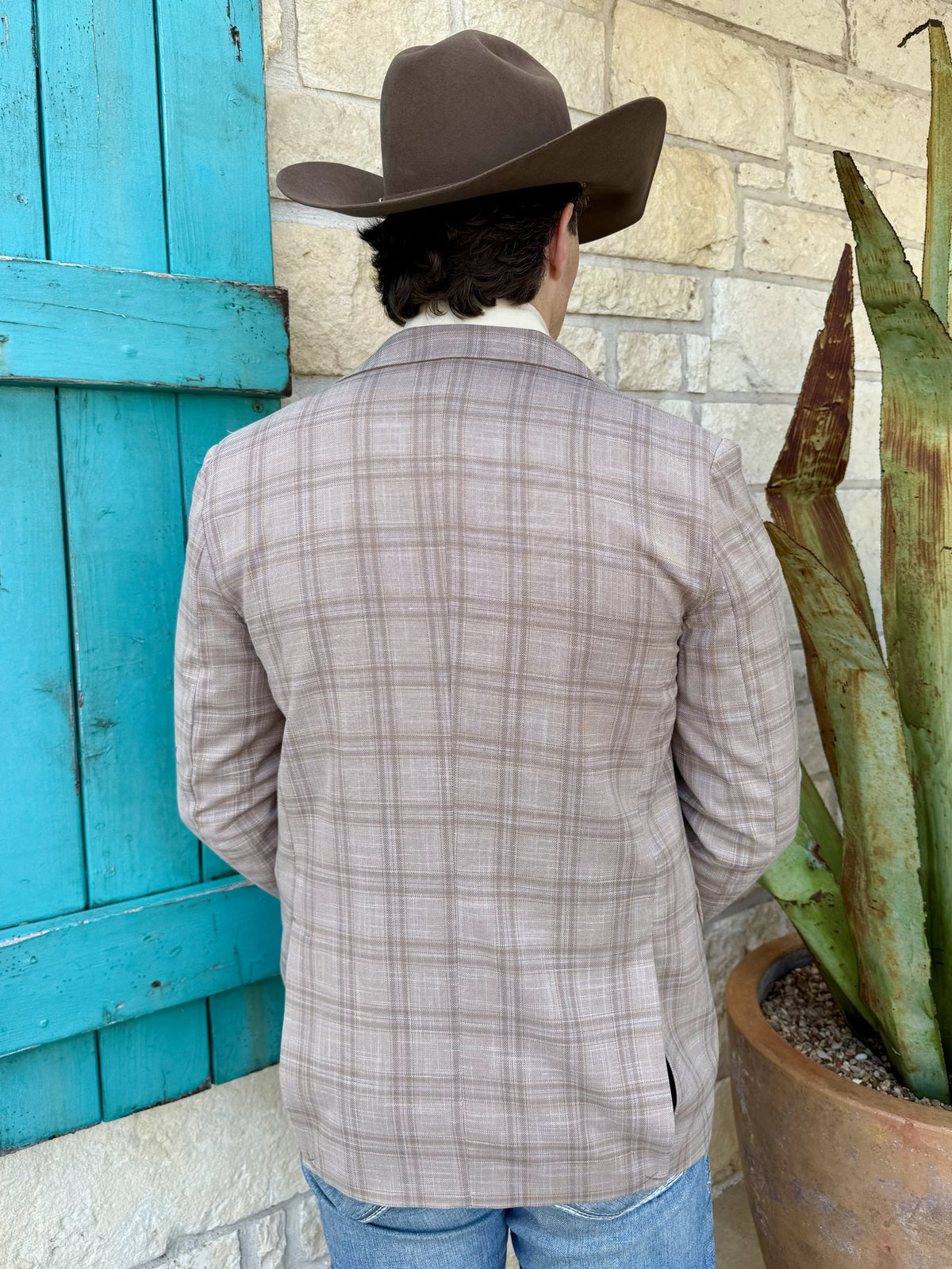 Men's Tan Plaid Sport Coat