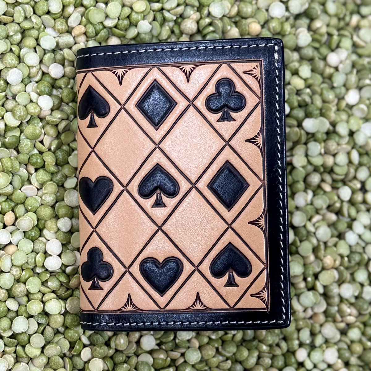 Men's Card Suits Trifold Checkbook Wallet