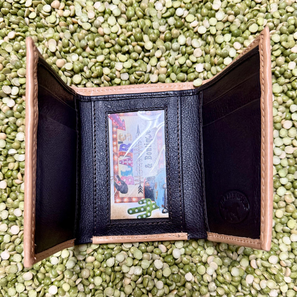 Men's Trifold Basketweave Leather Wallet