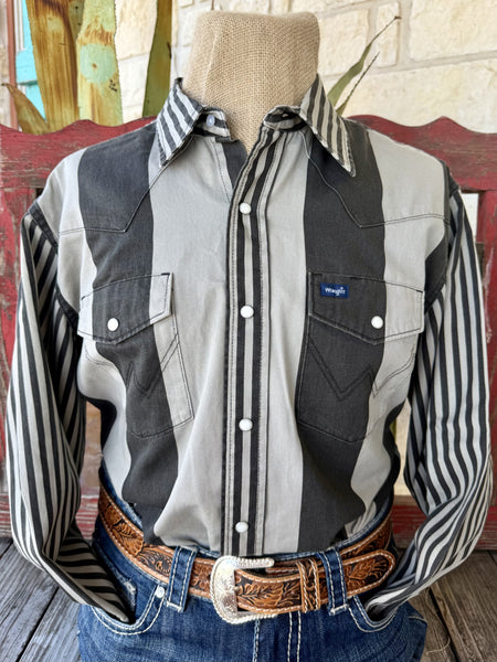 Men's gray and black Brushpopper long-sleeve Western shirt — Blair's Western Wear Marble Falls TX