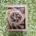 Men’s bifold wallet with tooled overlay design — Blair's Western Wear Marble Falls TX