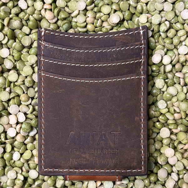 Men's Tooled Leather Magnetic Money Clip Wallet