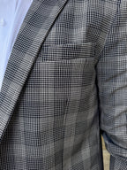 Men's Black and White Plaid Sport Coat