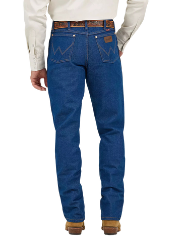 Men's Wrangler Cowboy Cut relaxed fit prewashed blue denim jean with classic five-pocket Western styling and boot-cut leg — Blair's Western Wear Marble Falls TX
