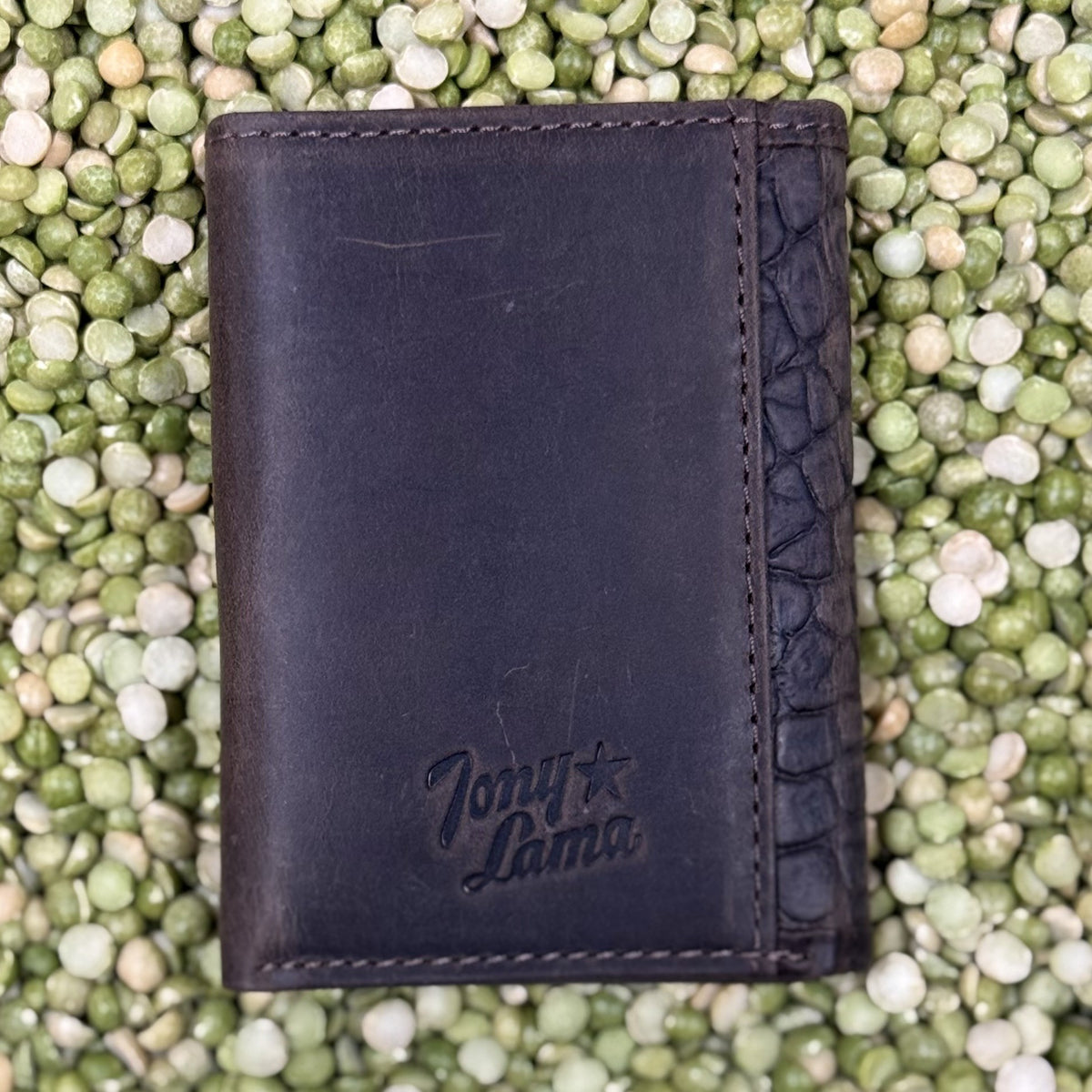 Men's Tony Lama Caiman Floral Tooled Trifold Wallet