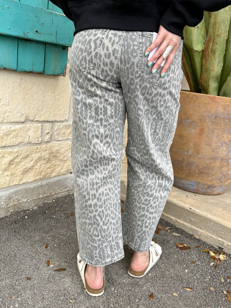 Ladies Barrel Leopard Jean - T7327GLP