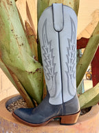 Women's Macie Bean Navy and Light Blue Tall Western Boots