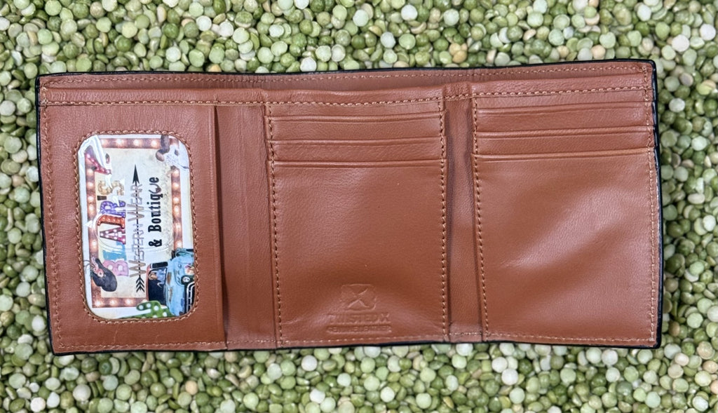 Men's Basketweave Tooled Leather Trifold Wallet