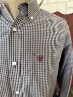 Men's Ariat Olive & Wine Plaid Long Sleeve Shirt