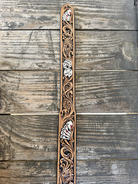 Men's Tooled Poker Western Belt