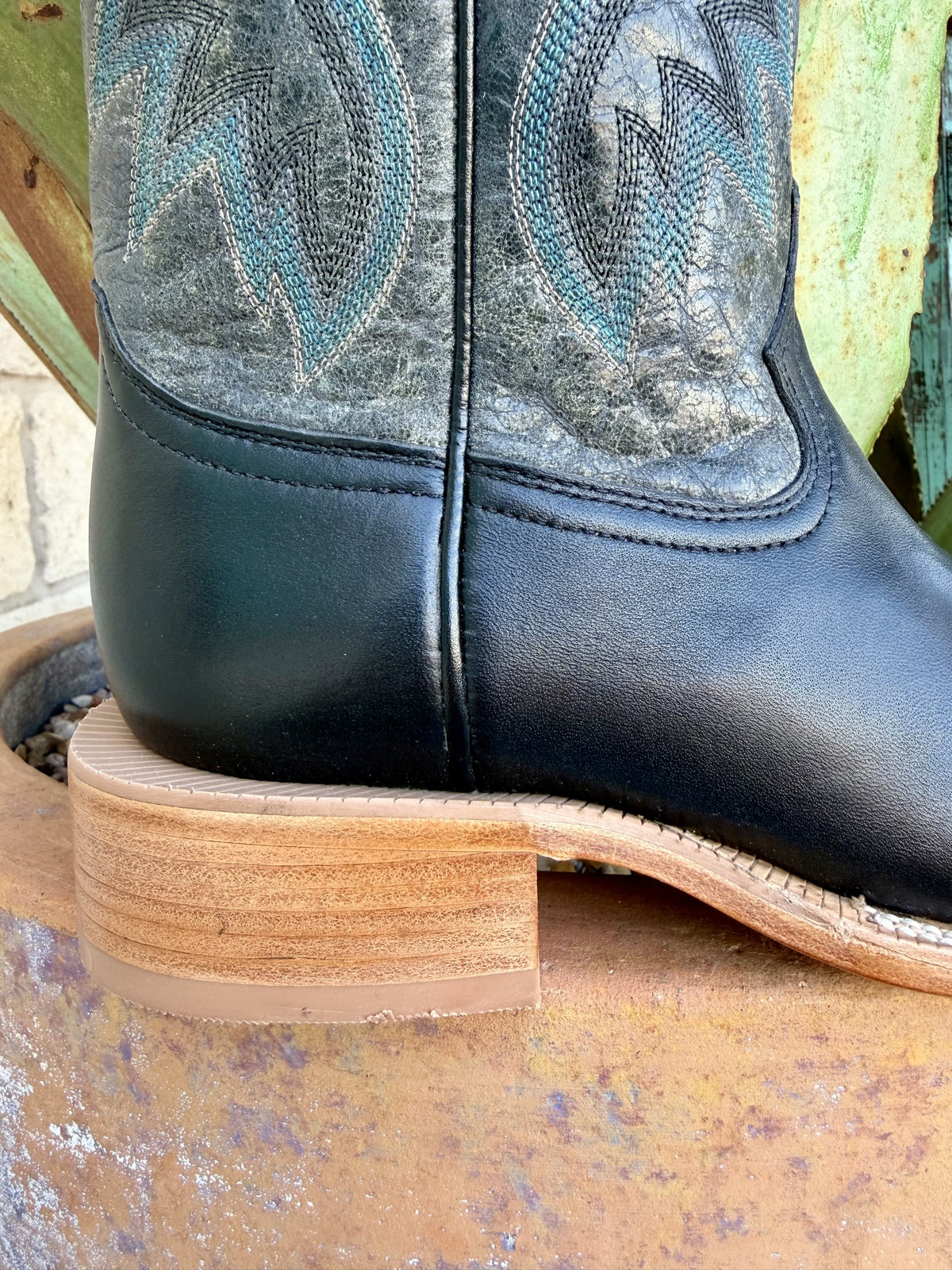 Men's R. Watson Black & Charcoal Square Toe Western Boots
