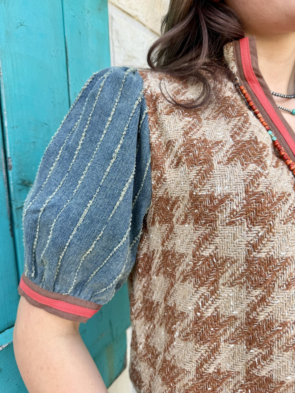Women's Short Sleeve Tweed Top