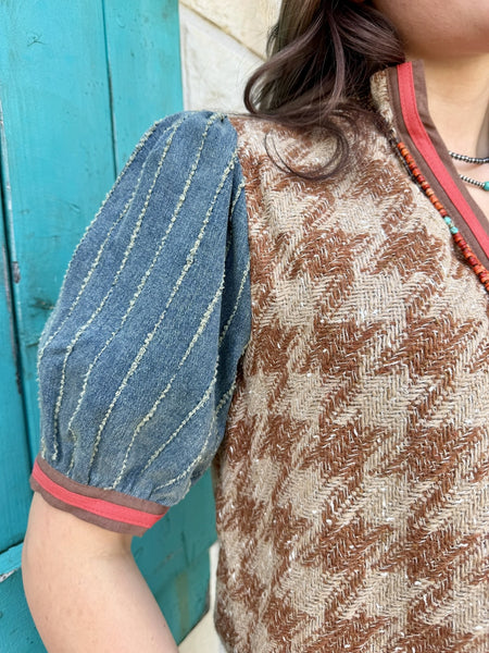 Women's Short Sleeve Tweed Top
