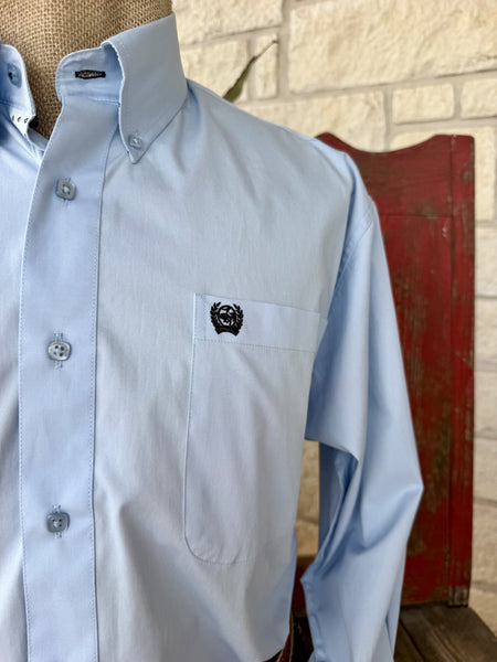 Men's Cinch Light Blue Long Sleeve Button-Up Shirt