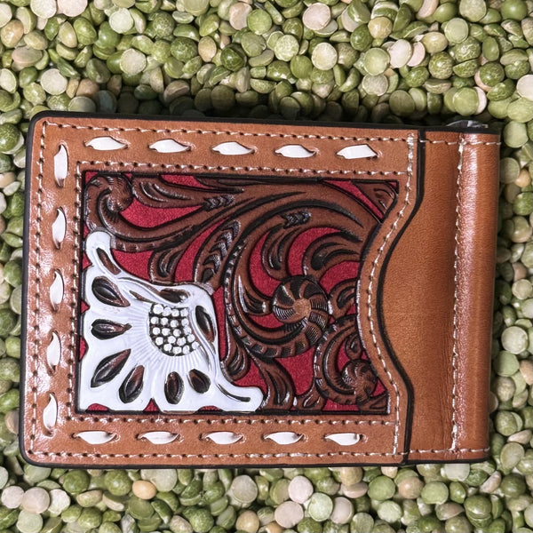 Men's Bifold Tooled Leather Whip Stitch Wallet