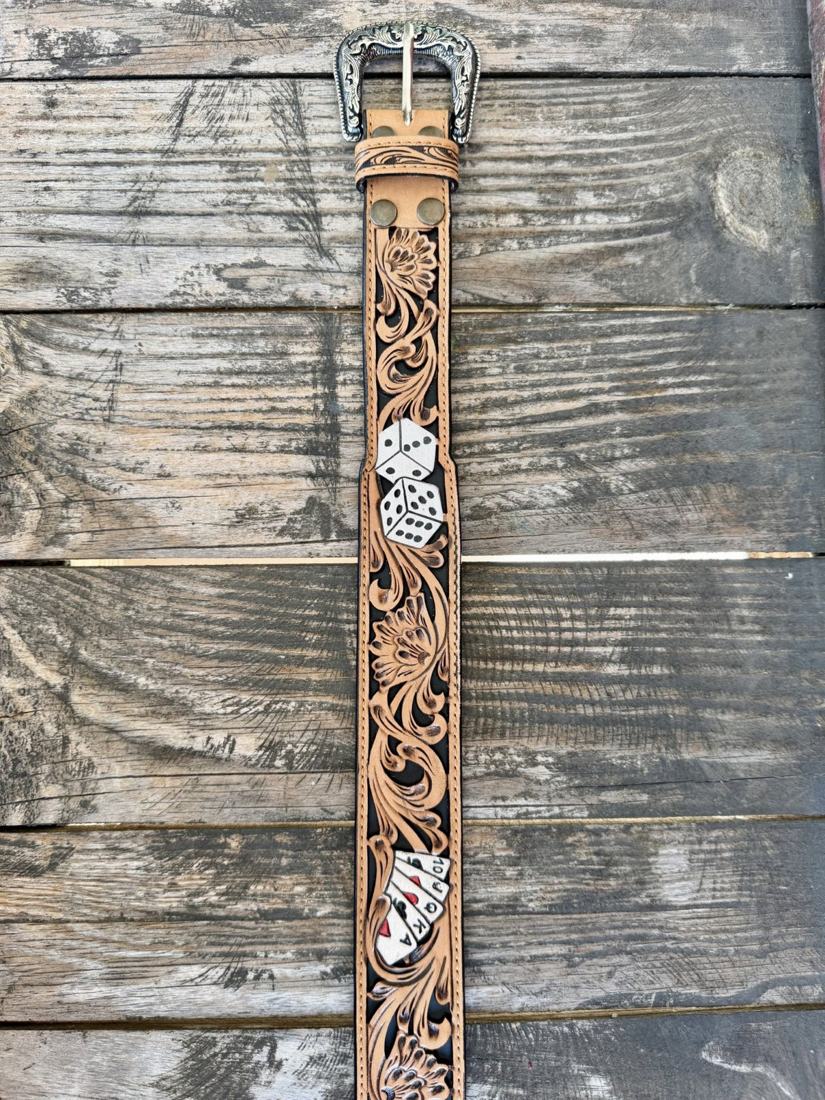Men's Tooled Poker Western Belt
