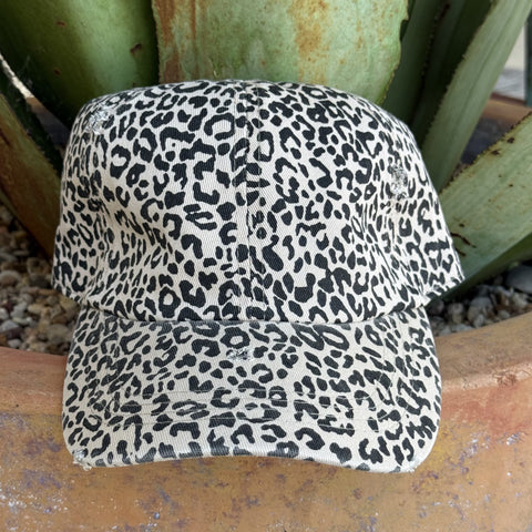 Women's Distressed Leopard Print Cap
