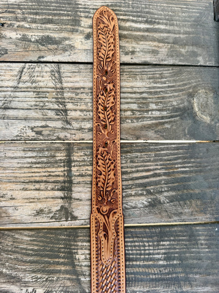 Men's Basketweave Tooled Western Belt