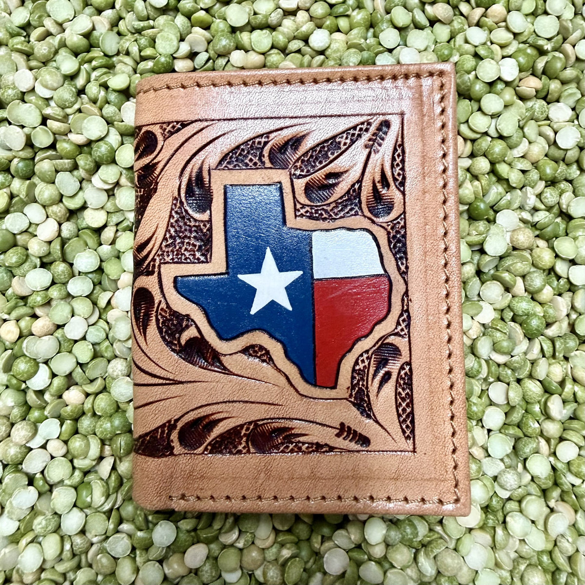 Men’s bifold wallet with Texas-themed tooling — Blair's Western Wear Marble Falls TX