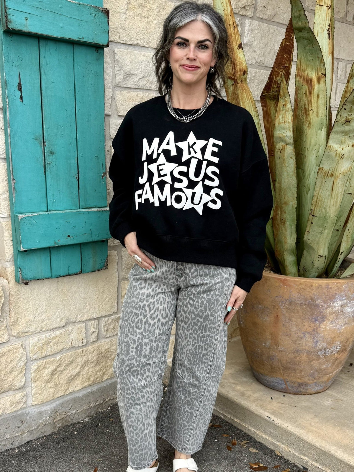 Ladies Puffy Word Sweatshirt - MAKE FAMOUS