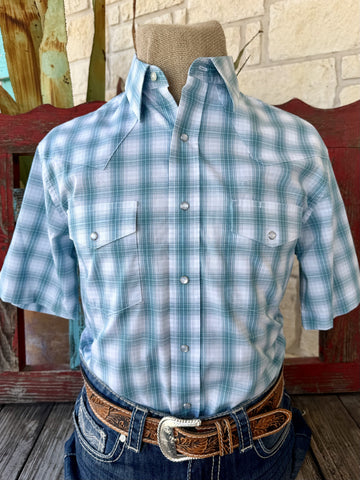 Men's Wrangler Plaid Short Sleeve Snap Shirt