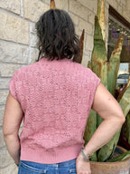 Women's Dusty Rose Cable Knit Mock Neck Top